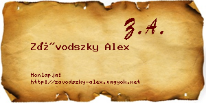 Závodszky Alex névjegykártya
